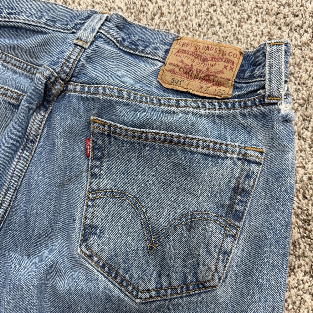 VTG Levis 501 Jeans Mens 30x32 Blue Denim Button Fly Distressed USA Y2K Stained